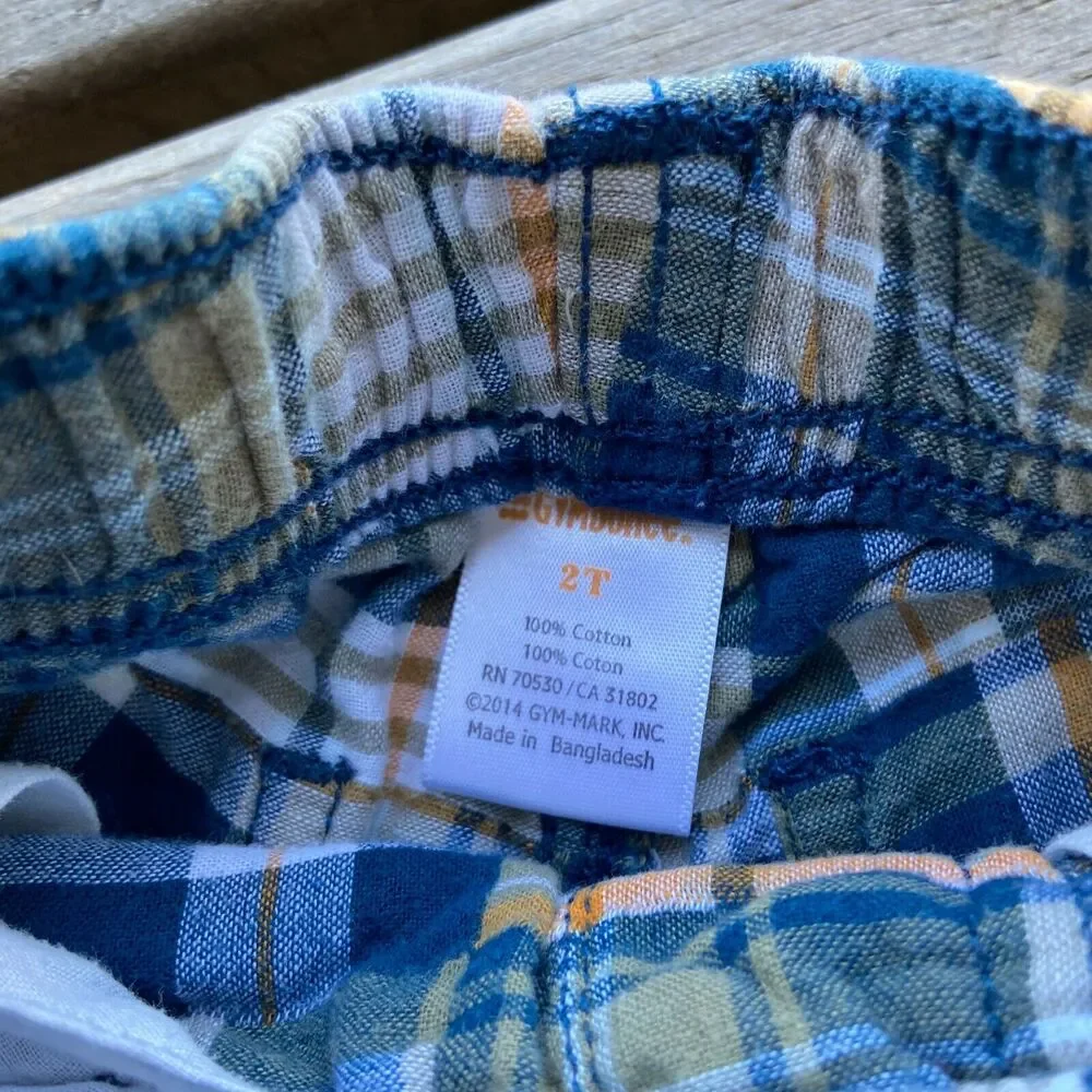 Gymboree Gone Surfin' Patchwork Plaid Madras Shorts Elastic‎ Waist 2T